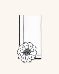 Servilletas Identidad en Lino Blanco con Bordado de Biznaga en Negro. Set de 4