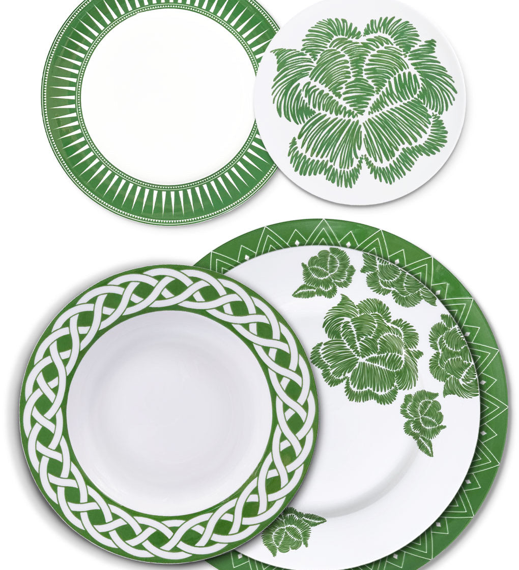 Set completo de vajilla Identidad en Verde, diseñada por Sofía Aspe Interiorismo para Zash