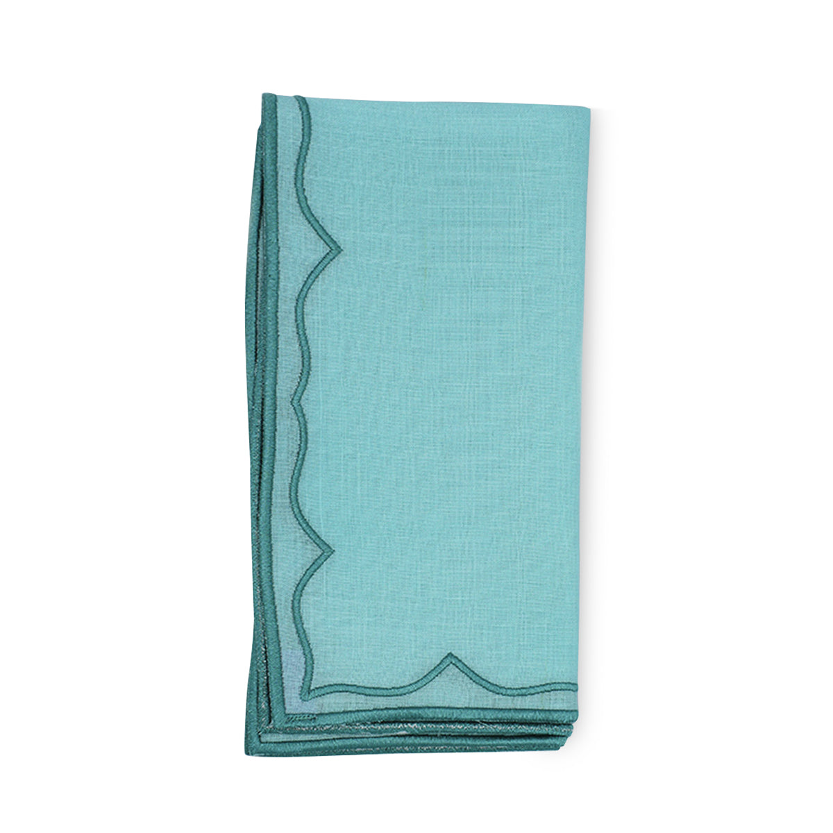 Servilleta Suzy de lino color aqua con orilla bordada marca Zash
