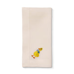 Servilleta de Lino Ivory con bordado de patito con moño, marca Zash