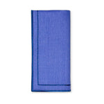 Servilleta Sofía de lino azul con doble orilla bordada en azul, marca Zash