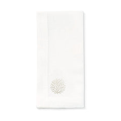 Servilletas La Mar en Lino Blanco con Bordado de Coral Ivory. Set de 4