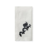 Servilleta de Lino Blanco con Bordado de Dragón en Negro, marca Zash