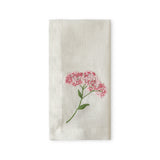 Servilleta en Lino Blanco con Bordado de Flor Rosa, Set de 4