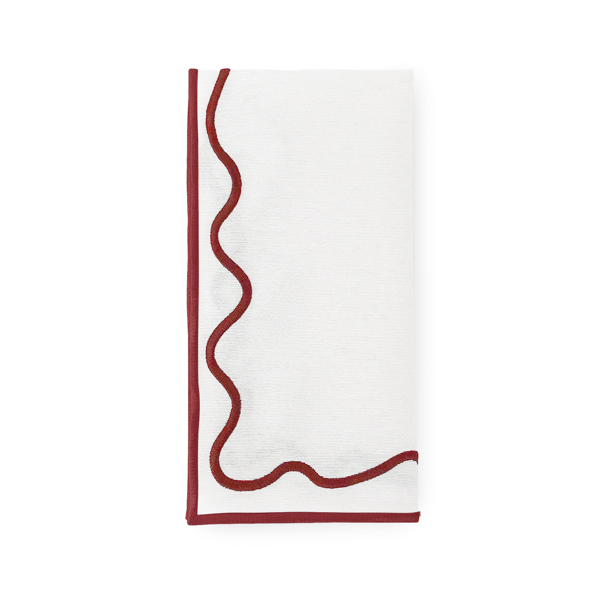 Servilleta Regina de loneta blanca con ondas y orilla en color rojo, marca Zash