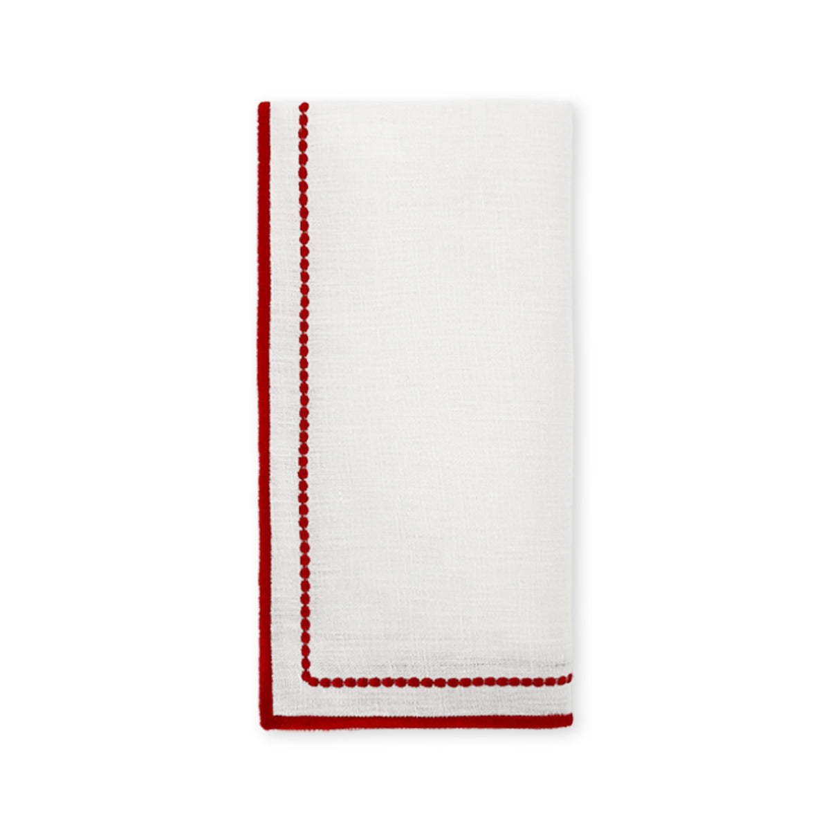 Servilletas Sofía de Lino Blanco con Doble Orilla Bordada en Rojo, marca Zash