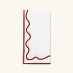Servilleta Regina en Loneta Blanca con Ondas Bordadas en Rojo