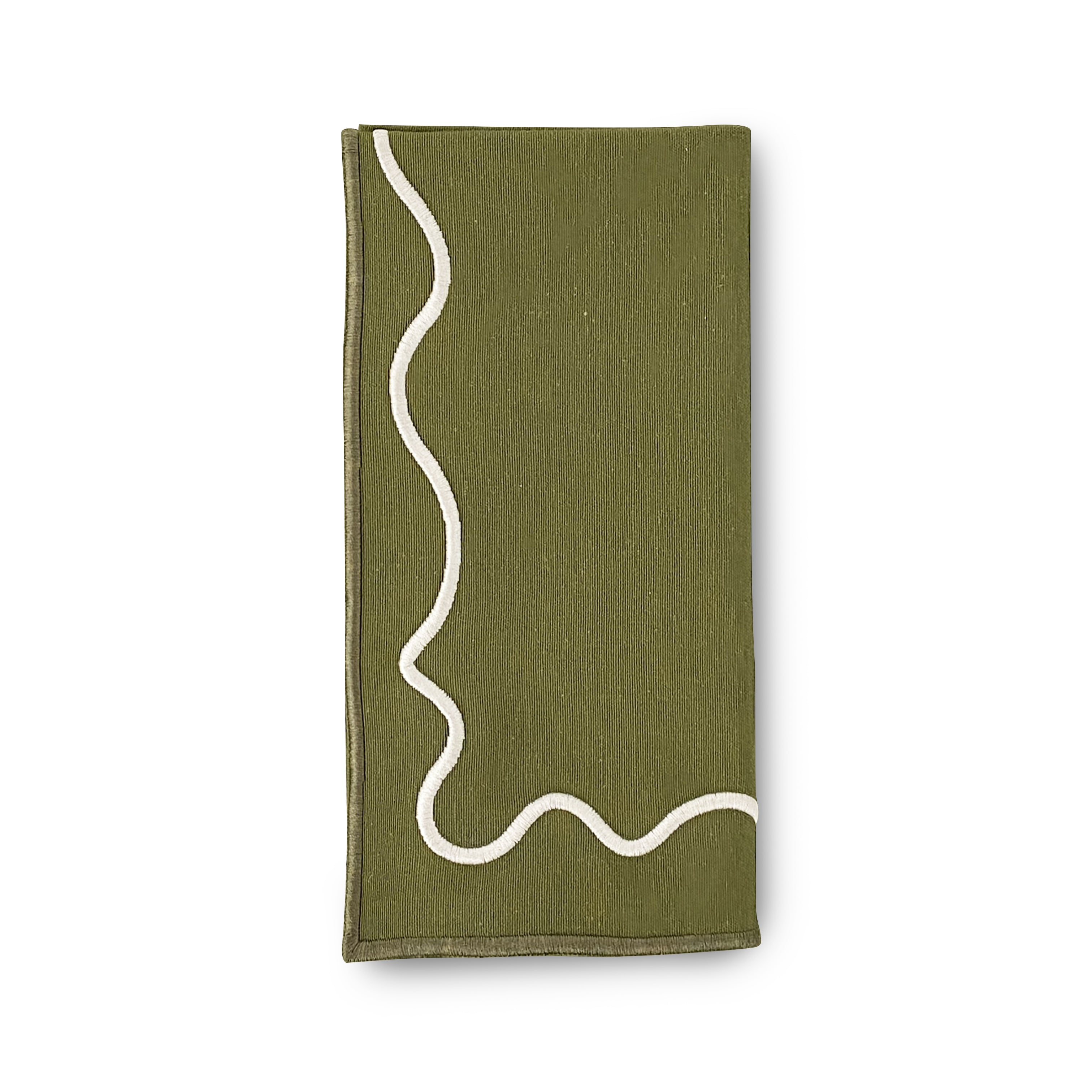 Servilleta Regina de Loneta Verde Olivo con Ondas Ivory de la marca Zash