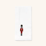 Servilleta en Lino Blanco con Bordado de Nutcracker. Set de 4