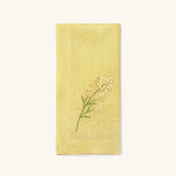Servilletas Bouquet en Lino Amarillo con Bordado de Flor. Set de 4