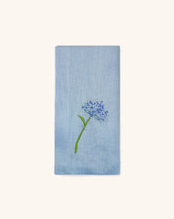 Servilletas Bouquet en Lino Azul con Bordado de Flor. Set de 4