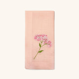 Servilletas Bouquet en Lino Rosa con Bordado de Flor. Set de 4