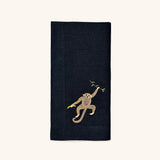 Servilletas Tropic en Lino Negro con Bordado de Chango. Set de 4.