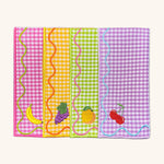 Servilletas Tutti Frutti en Mascota de Algodón de Colores con Bordado de Frutas