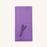 Servilletas Veggies en Algodón Morado Bordado con Verduras. Set de 4