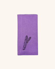 Servilletas Veggies en Algodón Morado Bordado con Verduras. Set de 4