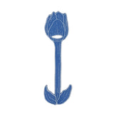 Servilletero de lino en forma de flor Tulipán en color azul con orilla bordada en azul claro, marca Zash