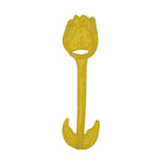 Servilletero de lino en forma de Tulipán en color verde olivo con orilla bordada en ocre, marca Zash