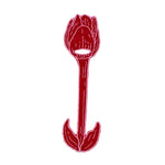 Servilletero de lino en forma de flor Tuipán en color rojo con orilla bordada en rosa, marca Zash