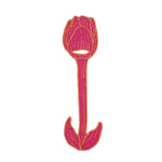 Servilleteros de lino en forma de Tulipán color rosa coral con orilla bordada en naranja, marca Zash