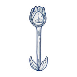 Servilletero en forma de flor tulipan de lino blanco con bordado en azul 