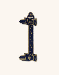 Servilletero Talismán en Lino Azul Marino con Bordado Dorado. Set de 4