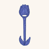 Servilletero de Tulipán en Lino Azul con Bordado Azul.