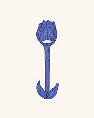 Servilletero de Tulipán en Lino Azul con Bordado Azul. Set de 4