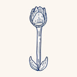 Servilletero de Tulipán en Lino Blanco con Bordado Azul