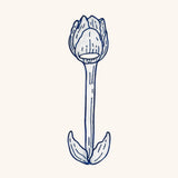 Servilletero de Tulipán en Lino Blanco con Bordado Azul