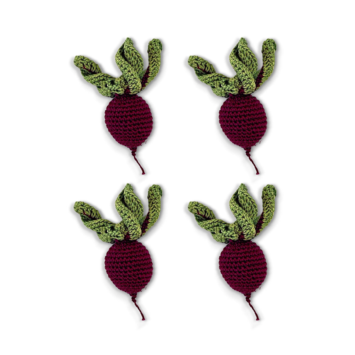 Servilleteros tejidos de crochet en forma de verdura betabel morado, marca Zash