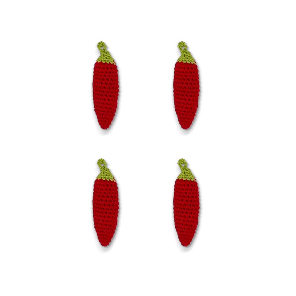Servilleteros tejidos de crochet en forma de chile rojo, marca Zash