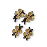 Anillos Servilleteros en Forma de Rama con Trébol de 4 Hojas Dorado Lucky Clover. Set de 4