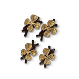 Anillos Servilleteros en Forma de Rama con Trébol de 4 Hojas Dorado Lucky Clover. Set de 4