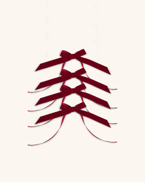 Servilleteros Moño de Terciopelo Rojo 16mm. Set de 4
