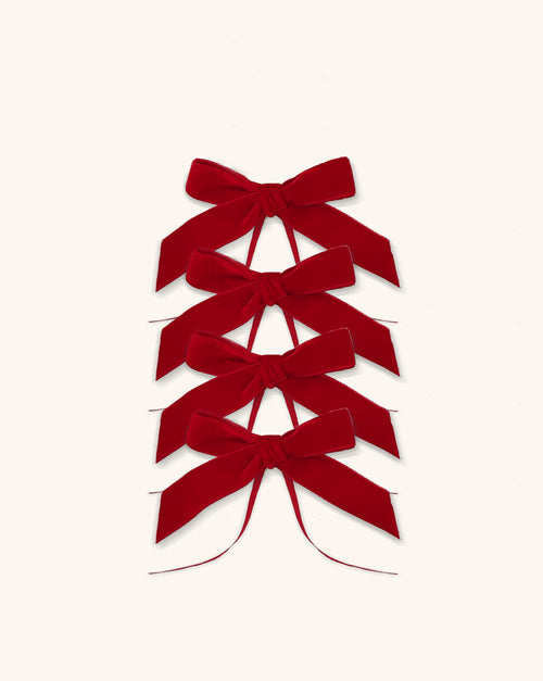Servilleteros Moño de Terciopelo Rojo 22mm. Set de 4