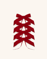 Servilleteros Moño de Terciopelo Rojo 22mm. Set de 4