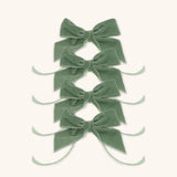 Servilleteros Moño de Terciopelo Verde Salvia 36mm. Set de 4