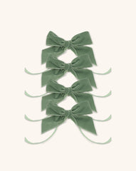 Servilleteros Moño de Terciopelo Verde Salvia 36mm. Set de 4