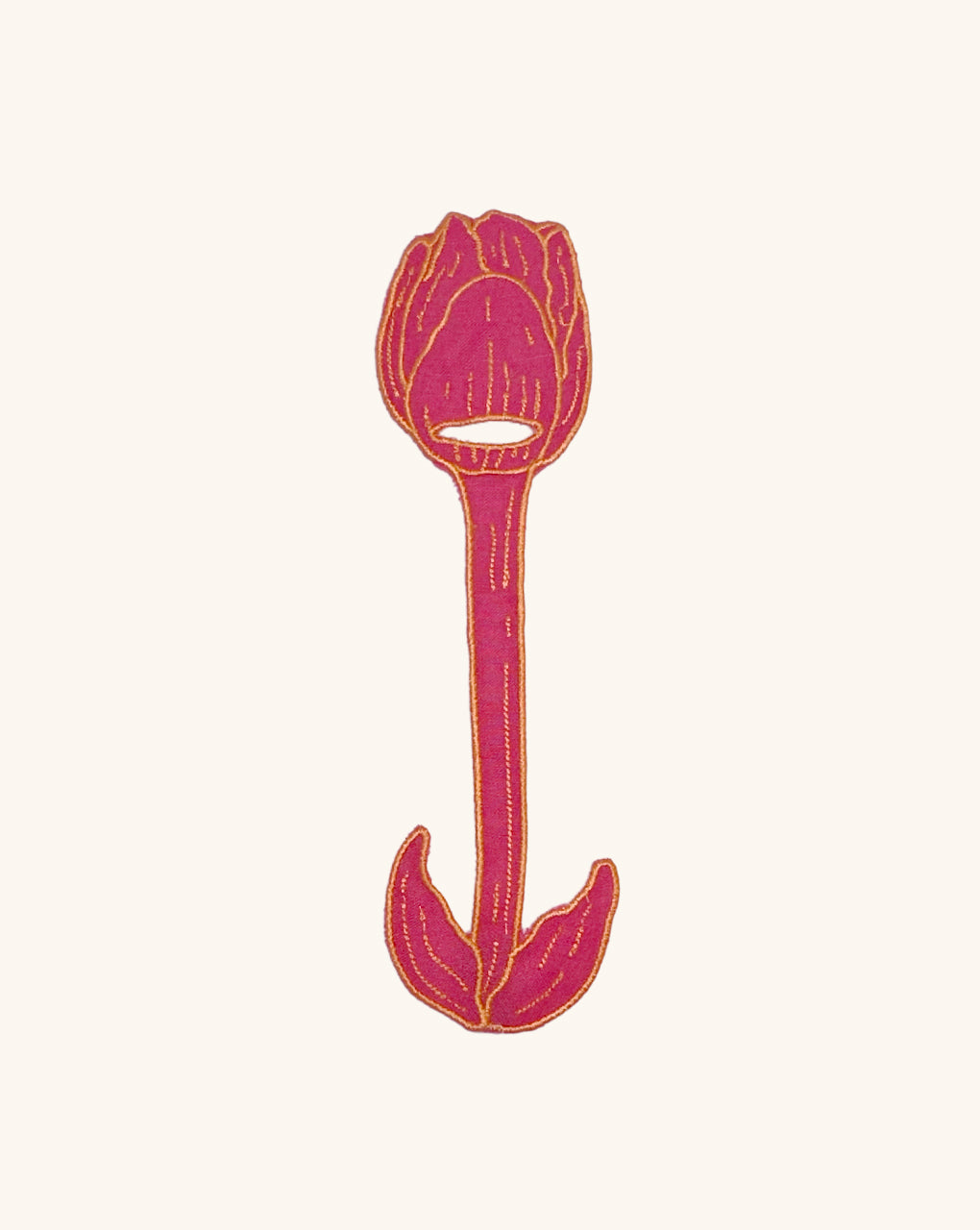 Servilleteros de Tulipán en Lino Coral con Bordado Naranja