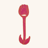 Servilleteros de Tulipán en Lino Coral con Bordado Naranja