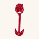 Servilleteros de Tulipán en Lino Rojo con Bordado Rosa