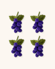 Servilleteros de Uvas Moradas en Crochet. Set de 4
