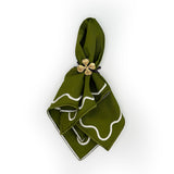 Anillos Servilleteros en Forma de Rama con Trébol de 4 Hojas Dorado Lucky Clover. Set de 4