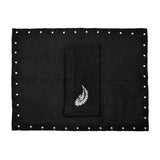 Individual Silvia en Lino Negro con Bordado de Puntitos Ivory. Set de 4