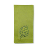 Servilletas de algodón color verde con bordado de 4 diferentes verduras, marca Zash