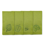 Servilletas Veggies en Algodón Verde Bordado con Verduras. Set de 4