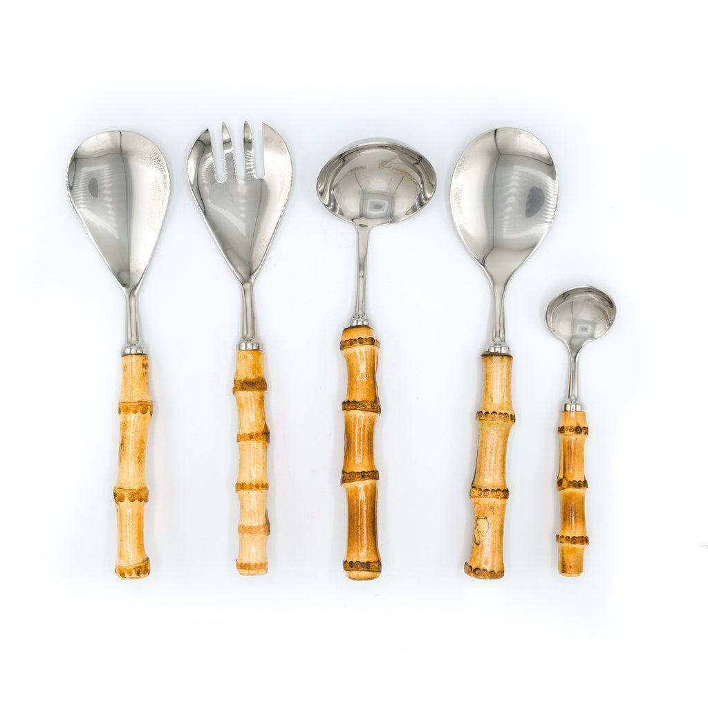 REPOLLO SERVING SET  ZASHPACK: Set de Cubiertos para Servir de Bambú, Platón Ovalado de Repollo de 43cm, Platón Ovalado de Repollo 37.5cm