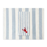 Servilletas de Loneta con Rayas Blancas y Azules con Bordado de Langosta. Set de 4