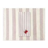 Set de 4 Individuales con Rayas Blancas y Rojas y 4 Servilletas de Loneta de Algodón con Rayas Blancas y Rojas con Bordado de Cangrejo